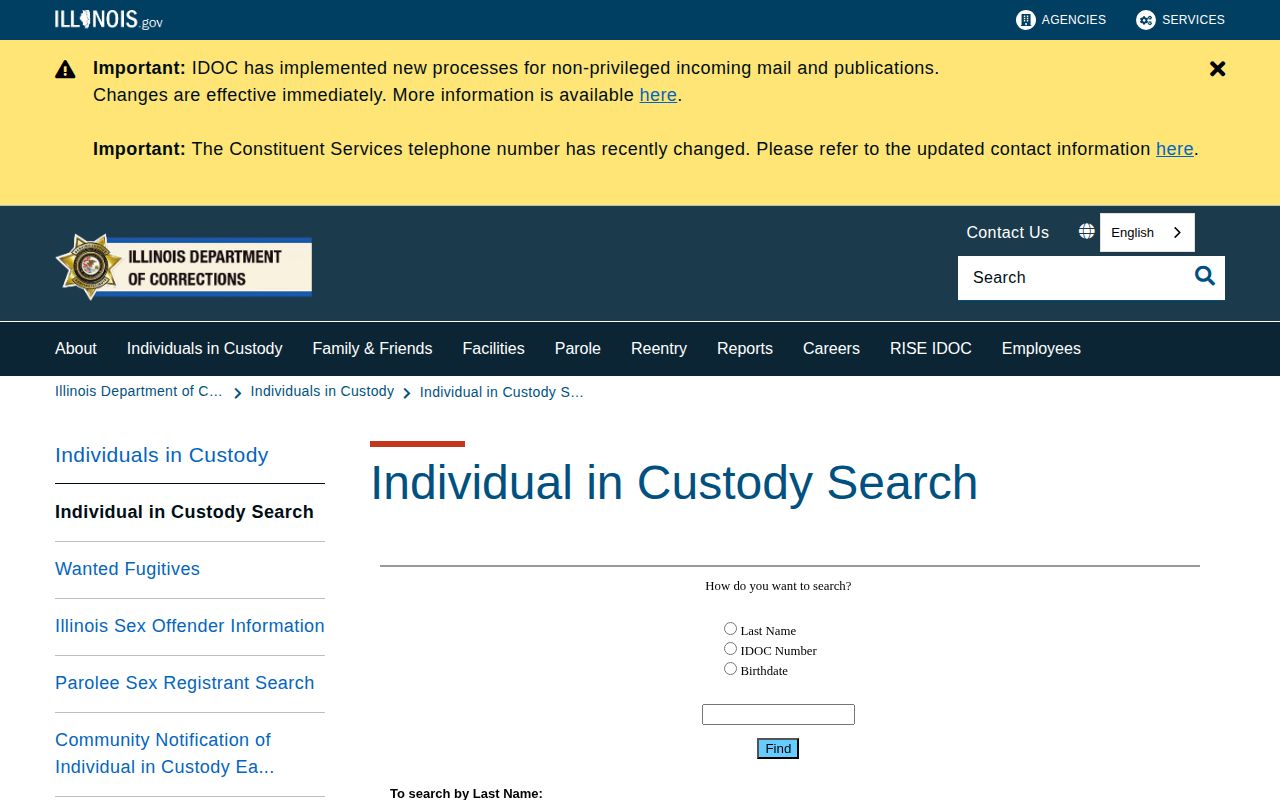 Illinois Department of Corrections offender search for Mercer County record research