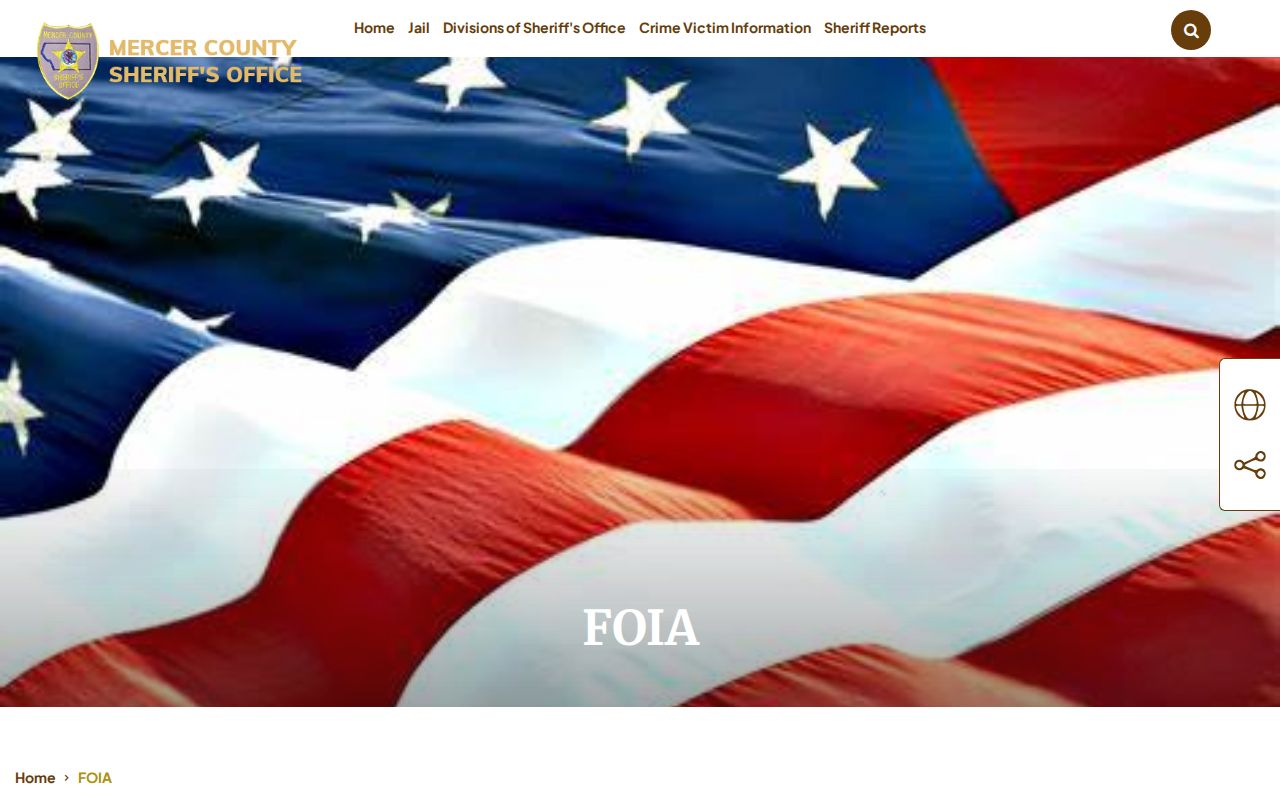 Mercer County Sheriff FOIA booking-record request information