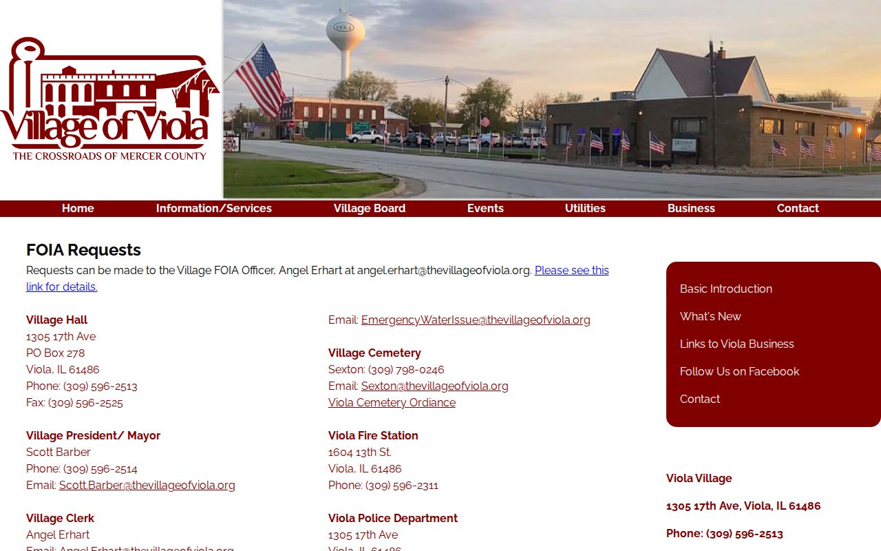 Viola Police Department and FOIA information for Mercer County arrest records
